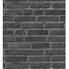 Papel Pintado Vinílico Lavable Muro Ladrillos Negro Blanco Textura Relieve 3d - Detroit 454801 De Gaulan - Rollo De 10 M X 0,53 M