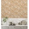 Papel Pintado Vinílico Efecto Estuco Beige En Relieve Con Vetas Metalizadas Doradas - Neptune Stone Texture 676355 De Gaulan - Rollo De 10 M X 1,06 M