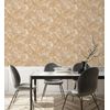 Papel Pintado Vinílico Efecto Estuco Beige En Relieve Con Vetas Metalizadas Doradas - Neptune Stone Texture 676355 De Gaulan - Rollo De 10 M X 1,06 M