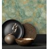 Papel Pintado Vinílico Efecto Estuco Verde En Relieve Con Vetas Metalizadas Doradas - Neptune Stone Texture 676356 De Gaulan - Rollo De 10 M X 1,06 M