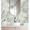 Papel Pintado Vinílico Lavable Tropical Hojas Plantas Turquesa Textura Óleo 3d - Habana Tropical 676367 De Gaulan - Rollo De 10 M X 1,06 M