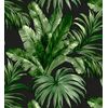 Papel Pintado Vinílico Lavable Tropical Hojas Plantas Verde Negro Textura Óleo - Habana Tropical 676370 De Gaulan - Rollo De 10 M X 1,06 M