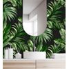 Papel Pintado Vinílico Lavable Tropical Hojas Plantas Verde Negro Textura Óleo - Habana Tropical 676370 De Gaulan - Rollo De 10 M X 1,06 M