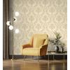 Papel Pintado Vinílico Damasco Clásico Beige Efecto Textura De Tela Tejida En Relieve - Bizans Damask 676875 De Gaulan - Rollo De 10 M X 1,06 M