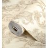 Papel Pintado Vinílico Damasco Clásico Beige Efecto Textura De Tela Tejida En Relieve - Bizans Damask 676875 De Gaulan - Rollo De 10 M X 1,06 M