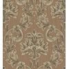 Papel Pintado Vinílico Damasco Clásico Marrón Efecto Textura De Tela Tejida En Relieve - Bizans Damask 676878 De Gaulan - Rollo De 10 M X 1,06 M