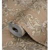 Papel Pintado Vinílico Damasco Clásico Marrón Efecto Textura De Tela Tejida En Relieve - Bizans Damask 676878 De Gaulan - Rollo De 10 M X 1,06 M