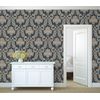 Papel Pintado Vinílico Damasco Clásico Azul Efecto Textura De Tela Tejida En Relieve - Bizans Damask 676879 De Gaulan - Rollo De 10 M X 1,06 M