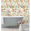 Papel Pintado Vinílico Ecológico Lavable Flores Mariposas Conejos Pájaros - Sophie Blossom 679376 De Gaulan - Rollo De 10 M X 0,53 M