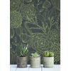 Papel Pintado Vinílico Ecológico De Flores Dibujadas Con Trazos Verdes - Morgan Flowers 680642 De Gaulan - Rollo De 10 M X 0,53 M