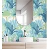 Papel Pintado Vinílico Ecológico Árboles Y Cactus Color Azul Tropical - Town Forest 680809 De Gaulan - Rollo De 10 M X 0,53 M