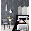 Papel Pintado Vinílico Ecológico De Damasco Hindú De Hojas Con Textura - Scandi Palace 680867 De Gaulan - Rollo De 10 M X 0,53 M