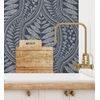 Papel Pintado Vinílico Ecológico De Damasco Hindú De Hojas Con Textura - Scandi Palace 680867 De Gaulan - Rollo De 10 M X 0,53 M