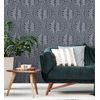 Papel Pintado Vinílico Ecológico De Damasco Hindú De Hojas Con Textura - Scandi Palace 680867 De Gaulan - Rollo De 10 M X 0,53 M