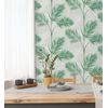 Papel Pintado Lavable Tropical De Hojas De Palmeras Verde Y Gris - Hawaii Palms 680911 De Gaulan - Rollo De 10 M X 0,53 M