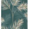 Papel Pintado Lavable Tropical De Hojas De Palmeras Camel Y Verde - Hawaii Palms 680912 De Gaulan - Rollo De 10 M X 0,53 M