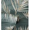 Papel Pintado Lavable Tropical De Hojas De Palmeras Camel Y Verde - Hawaii Palms 680912 De Gaulan - Rollo De 10 M X 0,53 M