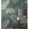 Papel Pintado Lavable Tropical De Hojas De Palmeras Camel Y Verde - Hawaii Palms 680912 De Gaulan - Rollo De 10 M X 0,53 M