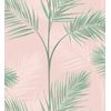 Papel Pintado Lavable Tropical De Hojas De Palmeras Verde Y Rosa Palo - Hawaii Palms 680913 De Gaulan - Rollo De 10 M X 0,53 M