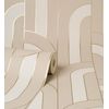 Papel Pintado Vinílico Lavable Geométrico Beige En Relieve Con Líneas Metalizadas - Century Lines 681293 De Gaulan - Rollo De 10 M X 0,53 M