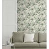 Papel Pintado Vinílico Lavable De Flores Románticas Vintage Fondo Verde - Marietta 681322 De Gaulan - Rollo De 10 M X 0,53 M