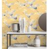 Papel Pintado Lavable De Pájaros Garzas Reales Estilo Oriental Fondo Mostaza - Mandarin Birds 681329 De Gaulan - Rollo De 10 M X 0,53 M