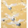 Papel Pintado Lavable De Pájaros Garzas Reales Estilo Oriental Fondo Mostaza - Mandarin Birds 681329 De Gaulan - Rollo De 10 M X 0,53 M