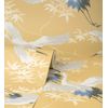 Papel Pintado Lavable De Pájaros Garzas Reales Estilo Oriental Fondo Mostaza - Mandarin Birds 681329 De Gaulan - Rollo De 10 M X 0,53 M