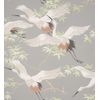 Papel Pintado Lavable De Pájaros Garzas Reales Estilo Oriental Fondo Gris - Mandarin Birds 681331 De Gaulan - Rollo De 10 M X 0,53 M