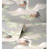 Papel Pintado Lavable De Pájaros Garzas Reales Estilo Oriental Fondo Gris - Mandarin Birds 681331 De Gaulan - Rollo De 10 M X 0,53 M