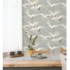 Papel Pintado Lavable De Pájaros Garzas Reales Estilo Oriental Fondo Gris - Mandarin Birds 681331 De Gaulan - Rollo De 10 M X 0,53 M