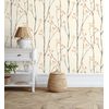 Papel Pintado De Ramas De Árboles Nórdicos Con Hojas Coral - Benson Forest 681337 De Gaulan - Rollo De 10 M X 0,53 M