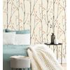 Papel Pintado De Ramas De Árboles Nórdicos Con Hojas Coral - Benson Forest 681337 De Gaulan - Rollo De 10 M X 0,53 M