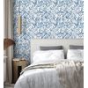 Papel Pintado Vinílico Lavable De Hojas En Tonos Azul Acuarela De Diseño Moderno Estilo Bo - Amy Leaf 681437 De Gaulan - Rollo De 10 M X 0,52 M