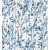 Papel Pintado Vinílico Lavable De Hojas En Tonos Azul Acuarela De Diseño Moderno Estilo Bo - Amy Leaf 681437 De Gaulan - Rollo De 10 M X 0,52 M