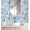 Papel Pintado Vinílico Lavable De Hojas En Tonos Azul Acuarela De Diseño Moderno Estilo Bo - Amy Leaf 681437 De Gaulan - Rollo De 10 M X 0,52 M