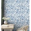 Papel Pintado Vinílico Lavable De Hojas En Tonos Azul Acuarela De Diseño Moderno Estilo Bo - Amy Leaf 681437 De Gaulan - Rollo De 10 M X 0,52 M