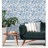 Papel Pintado Vinílico Lavable De Hojas En Tonos Azul Acuarela De Diseño Moderno Estilo Bo - Amy Leaf 681437 De Gaulan - Rollo De 10 M X 0,52 M