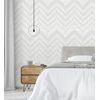 Papel Pintado Vinílico Geométrico Zigzag Blanco Con Textura En Relieve - Enzo Spike 681655 De Gaulan - Rollo De 10 M X 1,06 M