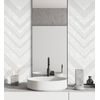 Papel Pintado Vinílico Geométrico Zigzag Blanco Con Textura En Relieve - Enzo Spike 681655 De Gaulan - Rollo De 10 M X 1,06 M