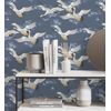 Muestra Din A4 De Papel Pintado Lavable De Pájaros Garzas Reales Estilo Oriental Fondo Azul - Mandarin Birds 681328 De Gaulan