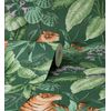 Papel Pintado Vinílico De Tigres Y Hojas Tropicales Color Verde Con Textura En Relieve - Machli 681997 De Gaulan - Rollo De 10 M X 0,52 M