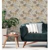 Papel Pintado Vinílico De Hojas Étnicas Fondo Gris Con Texturas Estilo Tropical - Aruba Palm 682002 De Gaulan - Rollo De 10 M X 0,52 M