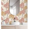 Papel Pintado Vinílico Ecológico De Árboles Color Coral Y Pájaros Con Efecto Texturizado - Central Park 682081 De Gaulan - Rollo De 10 M X 0,52 M