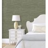 Papel Pintado Vinílico Lavable Rafia Con Fibras De Sisal Teñido En Relieve Color Verde - Studs Texture 682098 De Gaulan - Rollo De 10 M X 0,52 M