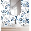 Papel Pintado Vinílico Ecológico De Hojas De Estilo Nórdico Tonos Azules - Blossom Hall 682103 De Gaulan - Rollo De 10 M X 0,52 M