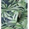 Papel Pintado Lavable De Hojas Tropicales Verde Fondo Azul Oscuro - Maldivas Tropical 682358 De Gaulan - Rollo De 10 M X 0,53 M