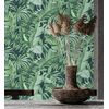 Papel Pintado Lavable De Hojas Tropicales Verde Fondo Azul Oscuro - Maldivas Tropical 682358 De Gaulan - Rollo De 10 M X 0,53 M