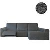 Funda Sofá Relax Bielastica Adaptable Chaise Longue Brazo Largo Derecha (250-360 Cm) Gris Oscuro