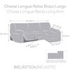 Funda Sofá Relax Bielastica Adaptable Chaise Longue Brazo Largo Derecha (250-360 Cm) Gris Oscuro